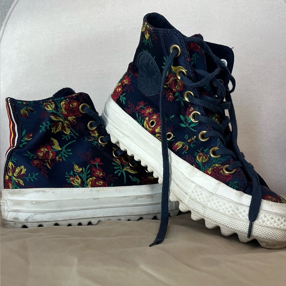 Converse Navy Floral High-Top Sneakers